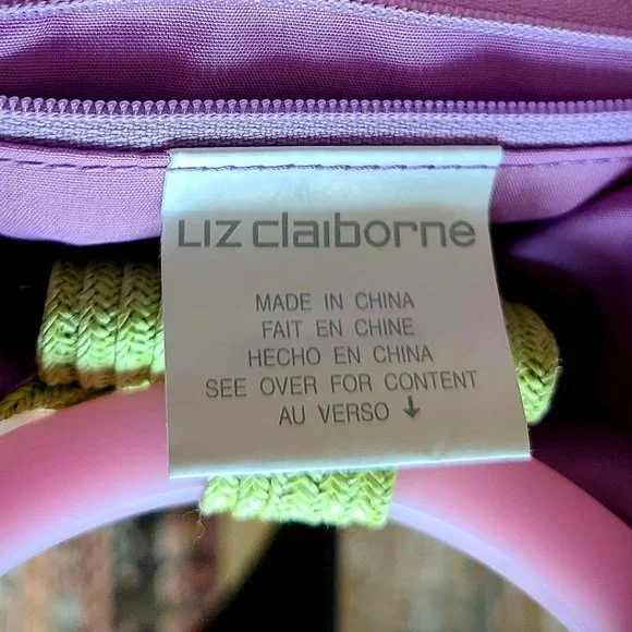 LIZ CLAIBORNE PINK LUCITE HANDLE GREEN KNIT PURSE VINTAGE! - Picture 3 of 4